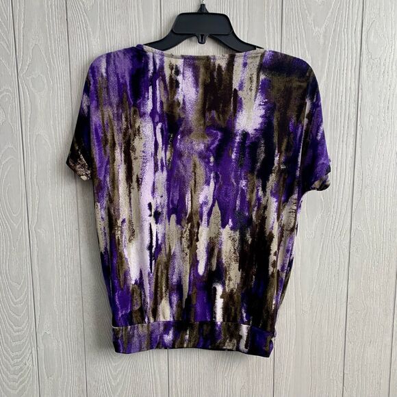 Easy Wear by Chico's Multicolor Purple Print Short Sleeve Top Size 0 (S/4) - Picture 3 of 3